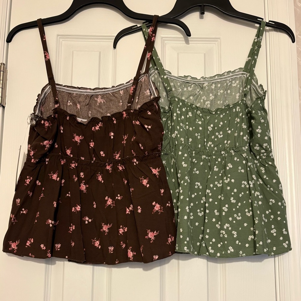 No Boundaries Size Small Green Brown Floral Woven Ruffle Tops Lot of 2 New ^ - Picture 4 of 16
